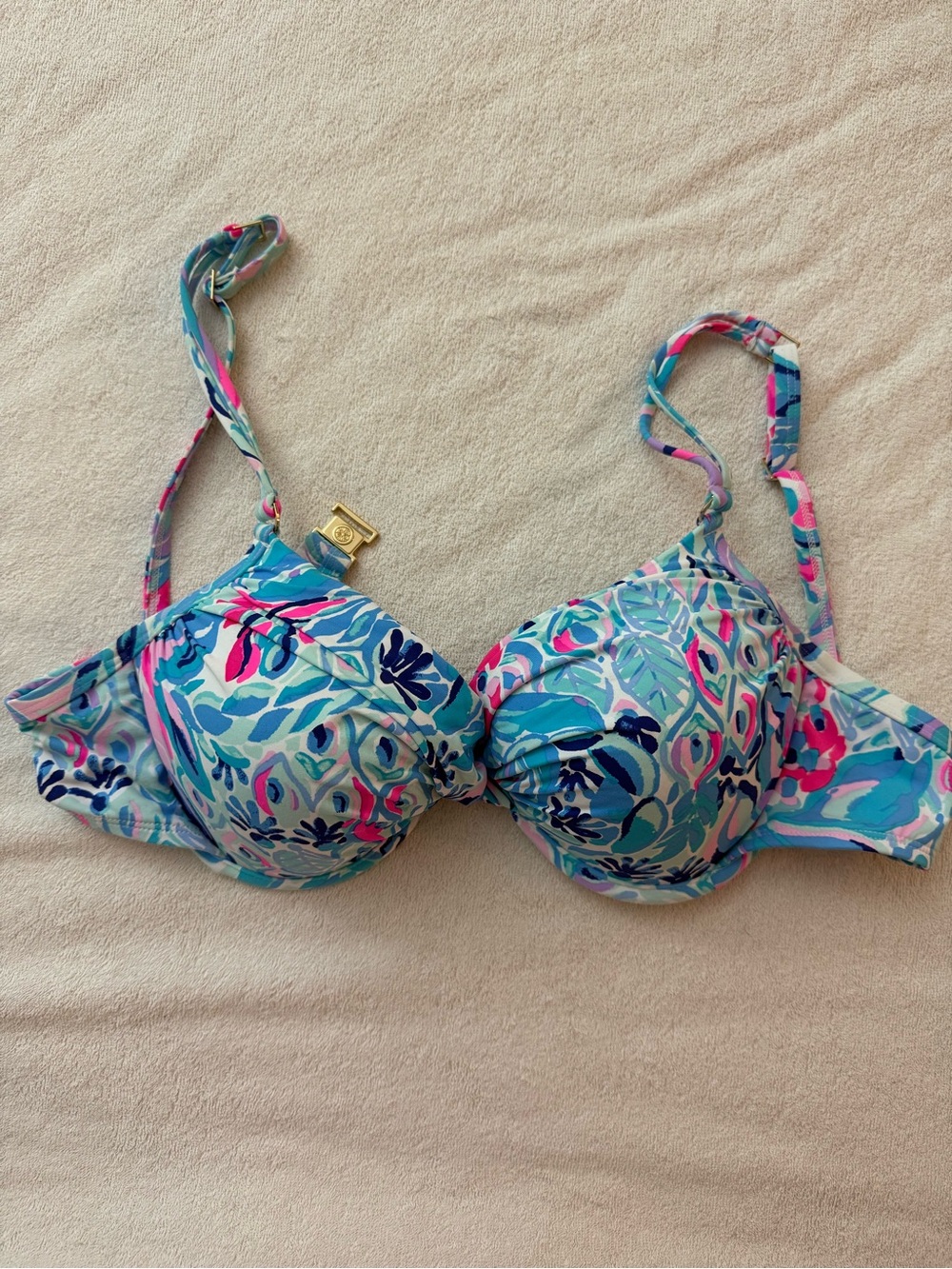 Lily Pulitzer Blue Floral Underwire Bra with Adjustable Straps